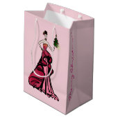 Illustratie kerstMode met boom Medium Cadeauzakje (Achterkant Gekanteld)