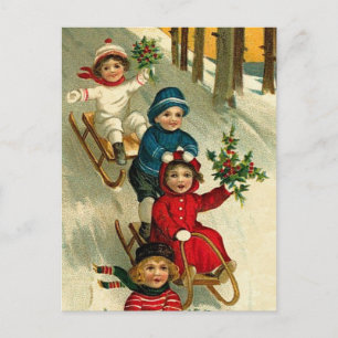 illustratie Kinderslaapstand in de winter Briefkaart