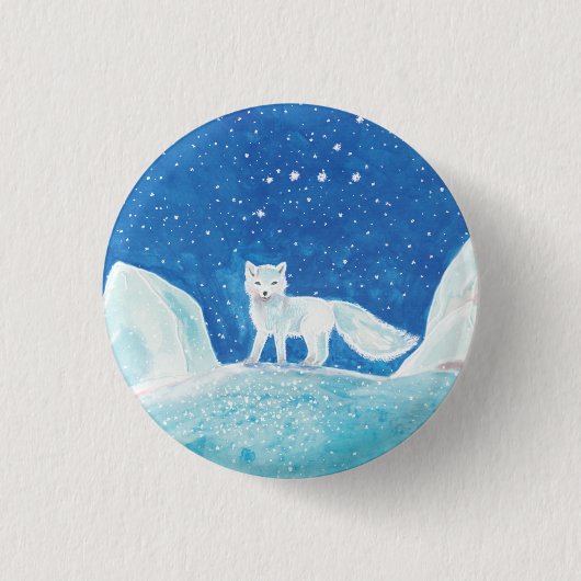 Illustratie kleine poolvos (Vulpes lagopus) Ronde Button 3,2 Cm (Voorkant)