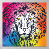 Illustratie kleurrijke lionkop poster (Voorkant)