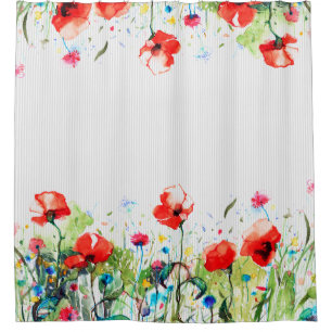 Illustratie kleurrijke Waterverf Spring Flowers Il Douchegordijn