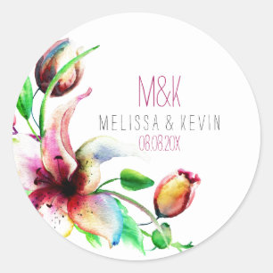Illustratie kleurrijke zomerbloemen ronde sticker