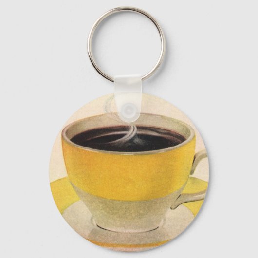 illustratie koffie in een Gele Cup Sleutelhanger (Achterkant)