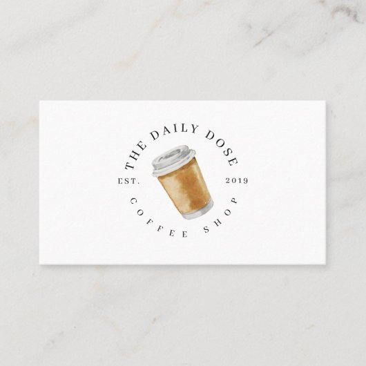 Illustratie koffiewinkel Visitekaartje Koffiebeker (Voorkant)