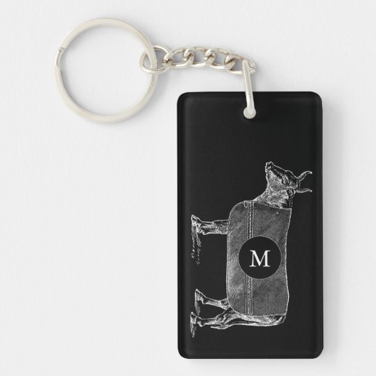  ILLUSTRATIE Kow Monogram 2 Sleutelhanger met zijk (Voorkant)