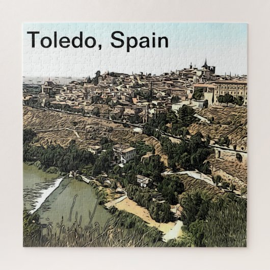 Illustratie: Landschapskunst van Toledo, Spanje Legpuzzel (Verticaal)