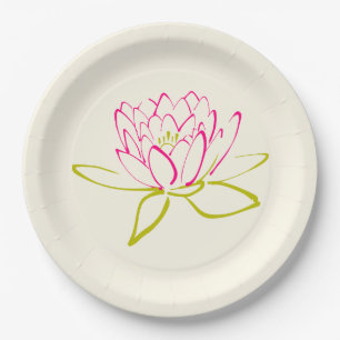 Illustratie Lotus Flower/Water Lily Papieren Bordje