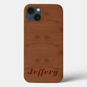 Illustratie mahogany Red Wood Grain Monogram iPhone 13 Hoesje