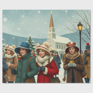 illustratie Mensen die de kerk verlaten Cadeaupapier