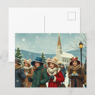 illustratie Mensen die de kerk verlaten Feestdagenkaart
