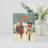 illustratie Mensen die naar de kerk gaan Feestdagenkaart (Staand voorkant)