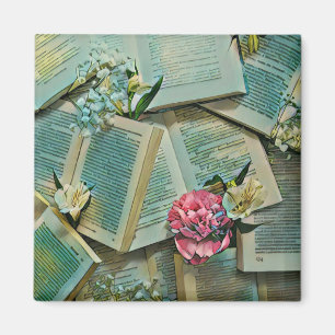 Illustratie met boekenliefhebber magneet