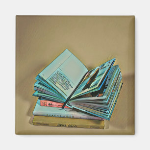 Illustratie met boekenliefhebber magneet