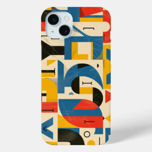 Illustratie met elementen uit alfabetletters iPhone 15 mini hoesje