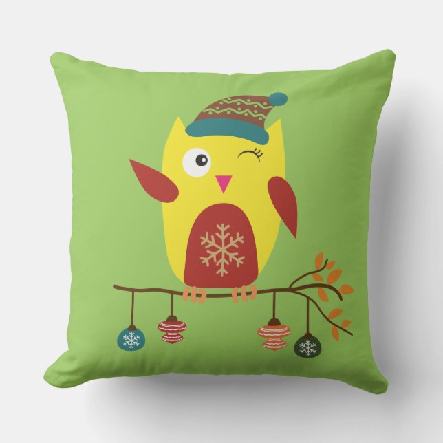 Illustratie met kerstboomwortel Winter Kussen (Voorkant)