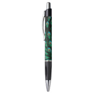 Illustratie met Peacock-veren op zwart Pen