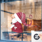 Illustratie met rode kerstgrint raamsticker (Cafe Raam)