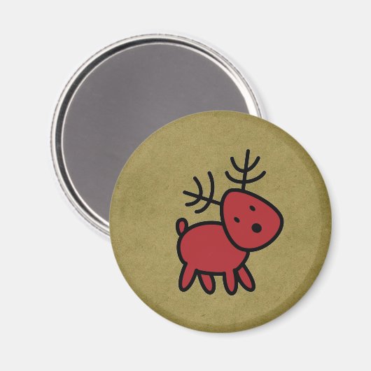 Illustratie met rode kerstrendieren magneet (Voorkant / Achterkant)
