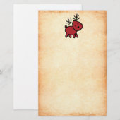 Illustratie met rode kerstrenrendieren briefpapier (Voorkant / Achterkant)