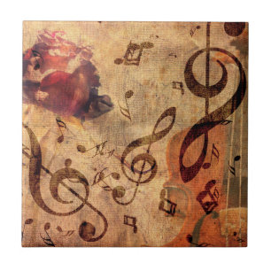  illustratie met roos en viool tegeltje