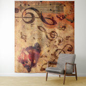 illustratie met roos en viool wandkleed (In situ)