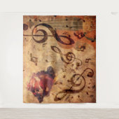 illustratie met roos en viool wandkleed (Voorkant)