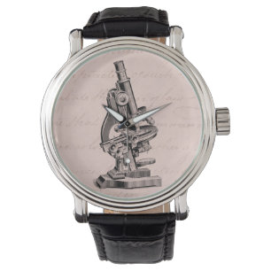 Illustratie microscoop Roze Steampunk Horloge
