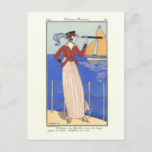 Illustratie Mode Costume de Yacht- Barbier Briefkaart