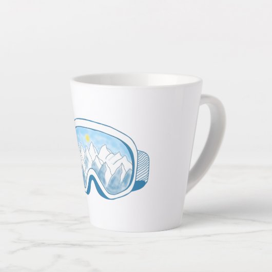 Illustratie Mountain Ski Goggles Latte Mok (Rechterhoek)