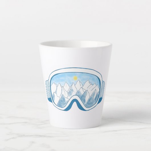 Illustratie Mountain Ski Goggles Latte Mok (Voorkant)