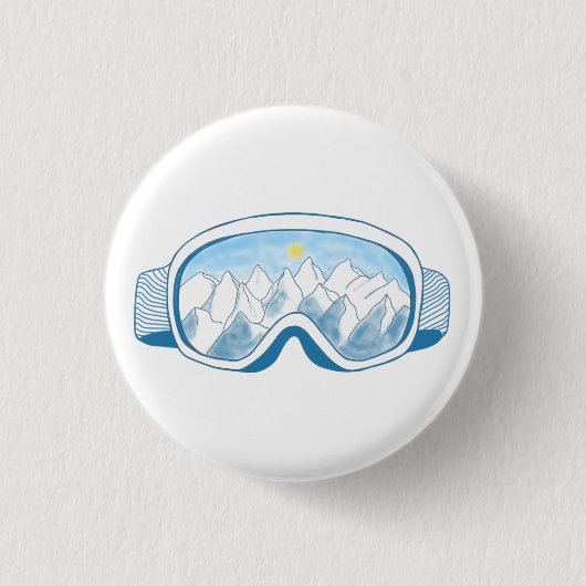 Illustratie Mountain Ski Goggles Ronde Button 3,2 Cm (Voorkant)