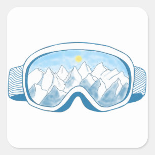 Illustratie Mountain Ski Goggles Vierkante Sticker