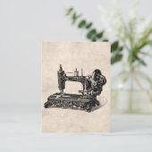  illustratie naaimachine 1800s briefkaart (Staand voorkant)