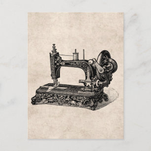 illustratie naaimachine 1800s briefkaart