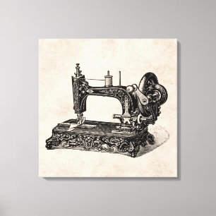  illustratie naaimachine 1800s canvas afdruk