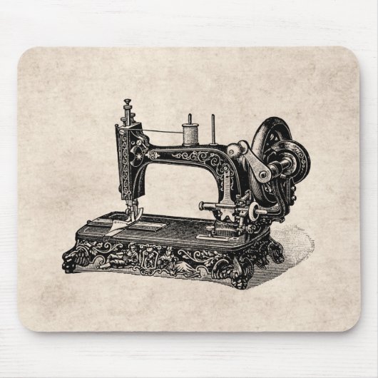  illustratie naaimachine 1800s muismat (Voorkant)