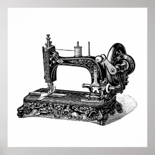 illustratie naaimachine 1800s poster