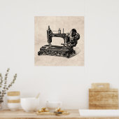  illustratie naaimachine 1800s poster (Keuken)