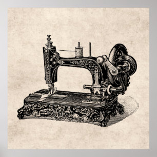  illustratie naaimachine 1800s poster