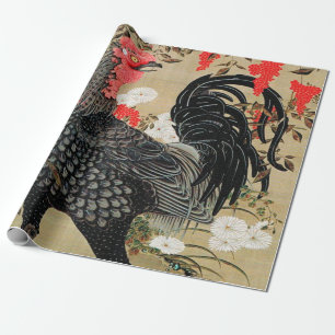 Illustratie Nandina en Rooster door Ito Jakuchu Cadeaupapier