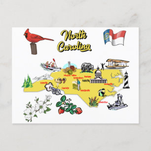Illustratie North Carolina Map Briefkaart