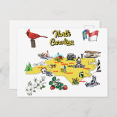 Illustratie North Carolina Map Briefkaart (Voorkant / Achterkant)