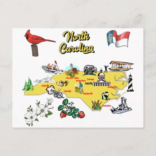 Illustratie North Carolina Map Briefkaart (Voorkant)