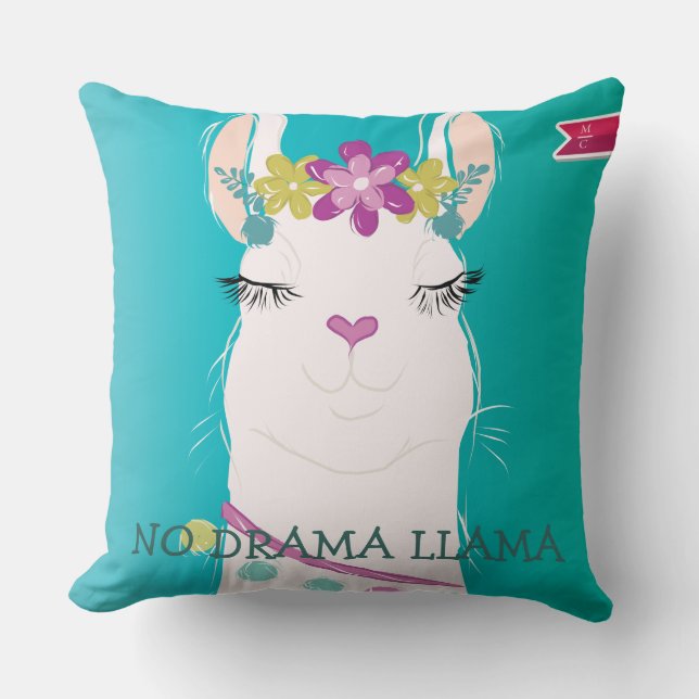 Illustratie nr. Drama Llama met monogram Kussen (Voorkant)