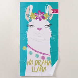 Illustratie nr. Drama Llama met monogram Strandlaken