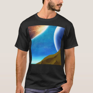 Illustratie op koude kleuren van twee planeten Rec T-shirt