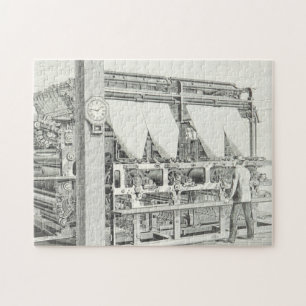 Illustratie oude machine & operator puzzle legpuzzel