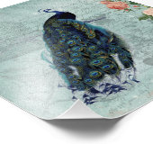 Illustratie  pacock en Rozen Foto Afdruk (Hoek)