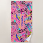 Illustratie Pastel Summertime Flowers personaliser Strandlaken (Voorkant)