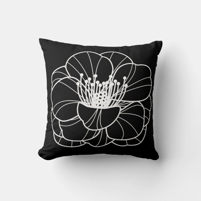 Illustratie Pillow Black & White Lily Kussen (Voorkant)
